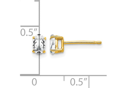14K gold cubic zirconia oval earrings, further view