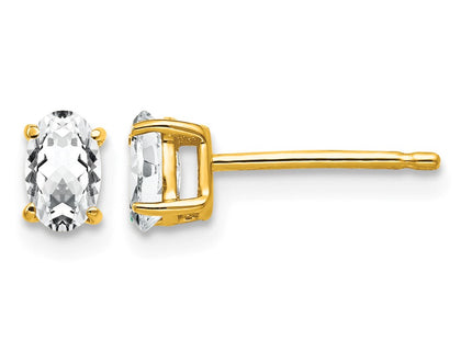14K gold cubic zirconia oval earrings