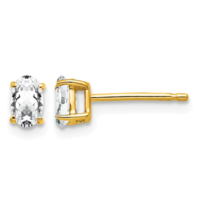 14k Oval Cubic Zirconia Earrings, 5 x 3mm