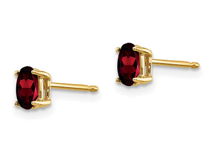 14K gold garnet oval earrings, alternate view