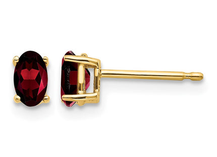 14K gold garnet oval earrings