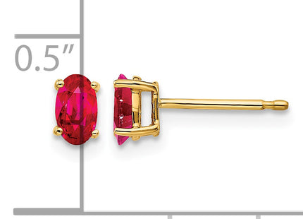 14k Ruby Post Earrings, 5 x 3mm