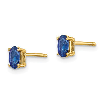 14K Sapphire Post Earrings, 5 x 3mm