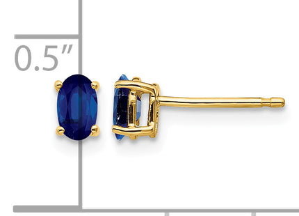 14k Sapphire Post Earrings, 5 x 3mm