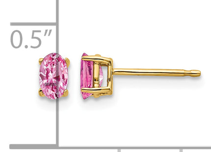 14k Pink Sapphire Post Earrings, 5 x 3mm