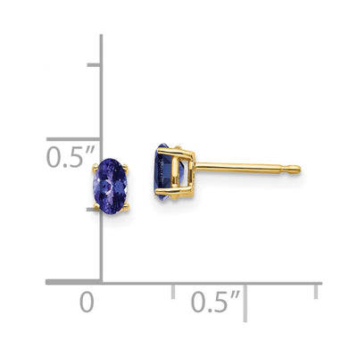 14K Tanzanite Post Earrings, 5 x 3mm