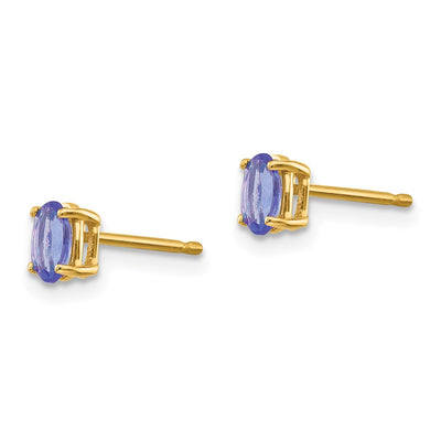 14K Tanzanite Post Earrings, 5 x 3mm