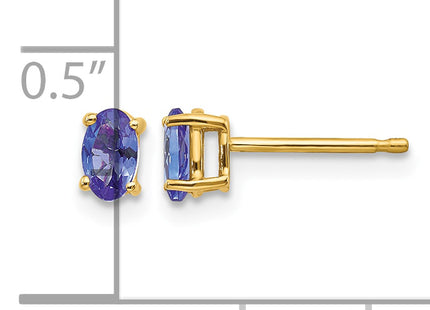 14k Tanzanite Post Earrings, 5 x 3mm