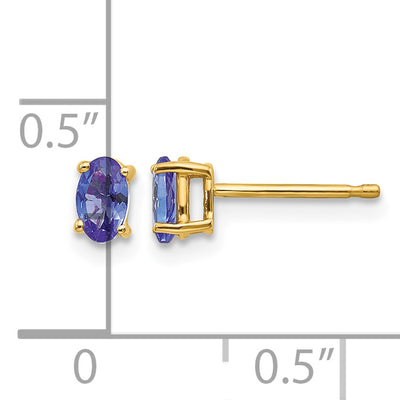 14K Tanzanite Post Earrings, 5 x 3mm