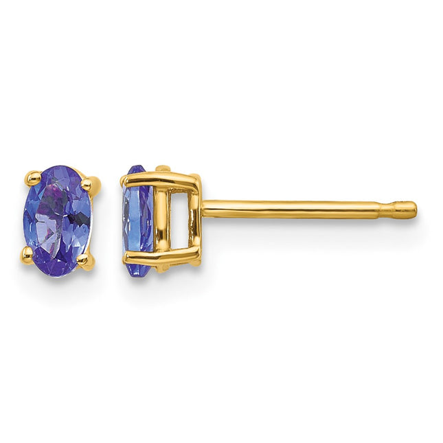 14k Tanzanite Post Earrings, 5 x 3mm