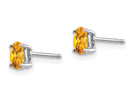 14K white gold citrine oval earrings, alternate view