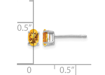 14K white gold citrine oval earrings, further view