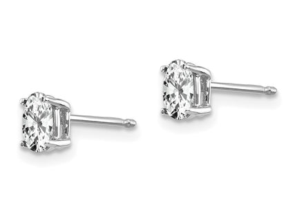 14K white gold cubic zirconia oval earrings, alternate view