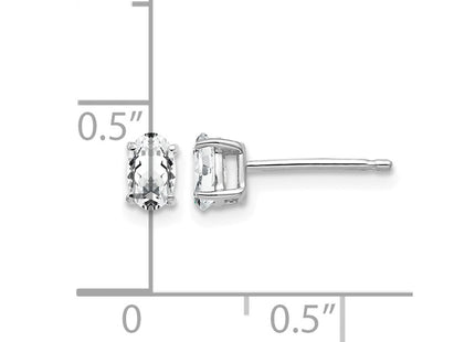 14K white gold cubic zirconia oval earrings, further view