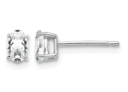 14K white gold cubic zirconia oval earrings