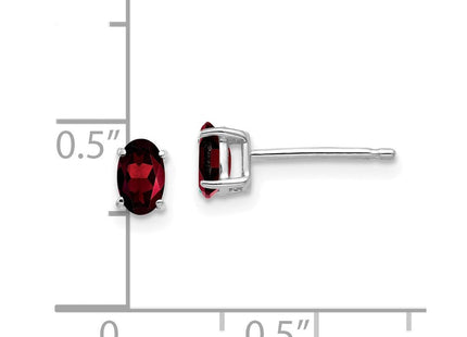 14k White Gold Oval Garnet Earrings (Style XE85WGA)