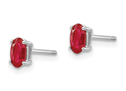 14K white gold ruby earrings, alternate view