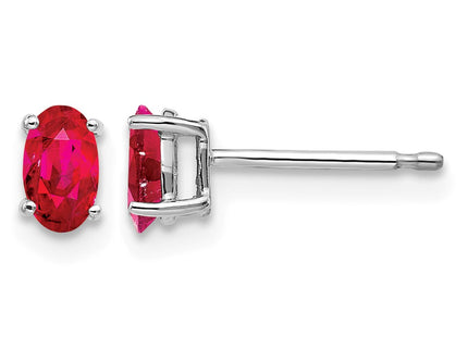 14K white gold ruby earrings