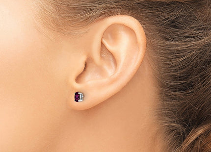 14K white gold garnet oval stud earrings, another view
