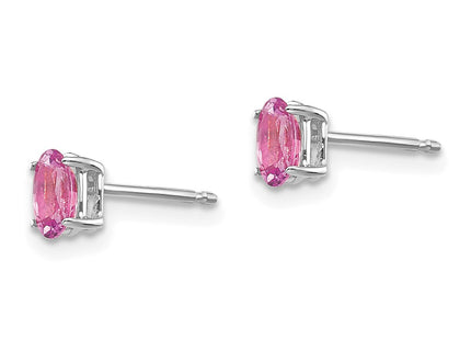 14K white gold sapphire earrings, alternate view