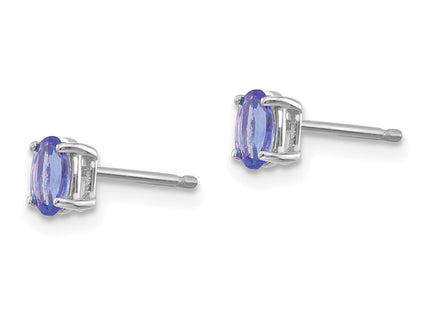 14K white gold tanzanite earrings, alternate view
