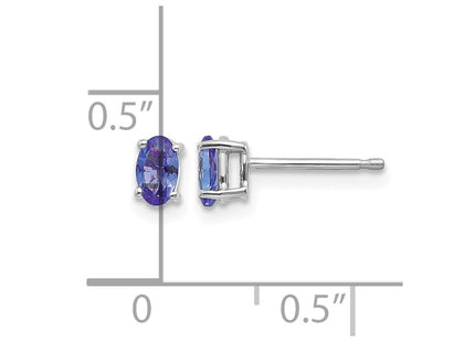 14K white gold tanzanite earrings, further view