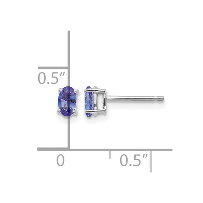 14K White Gold Tanzanite Earrings, 5 x 3mm