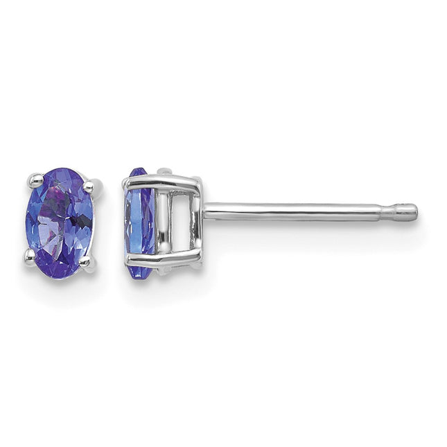 14k White Gold Tanzanite Earrings, 5 x 3mm