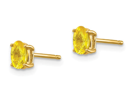 14K yellow gold sapphire earrings, alternate view