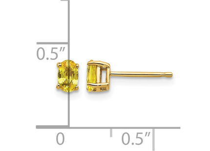 14K yellow gold sapphire earrings, further view