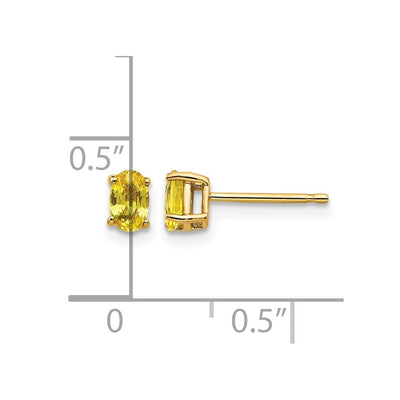 14K Yellow Sapphire Earrings, 5 x 3mm
