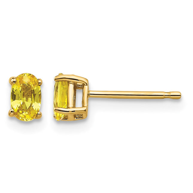 14k Yellow Sapphire Earrings, 5 x 3mm