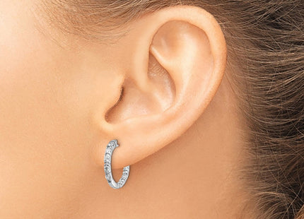 14k White Gold AA Diamond Hinged Hoop Earrings (Style XE865WAA)