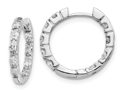 14k White Gold AA Diamond Hinged Hoop Earrings (Style XE865WAA)