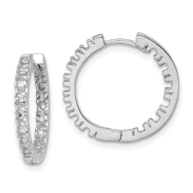 14K white gold diamond hoop earrings