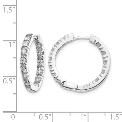 14K White Gold AA Diamond Hinged Hoop Earrings, 24 x 24mm