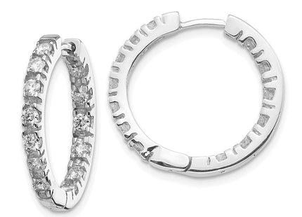 14k White Gold AA Diamond Hinged Hoop Earrings (Style XE866WAA)