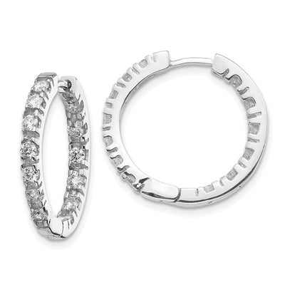 14K White Gold AA Diamond Hinged Hoop Earrings, 24 x 24mm