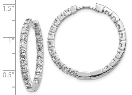 14k White Gold AA Diamond Hinged Hoop Earrings (Style XE867WAA)
