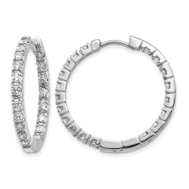 14K white gold diamond hoop earrings