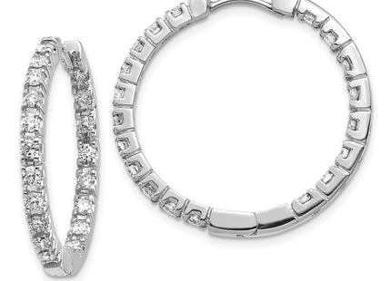14k White Gold AA Diamond Hinged Hoop Earrings (Style XE867WAA)