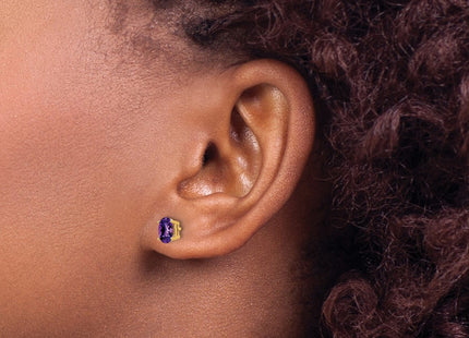 14K gold amethyst oval earrings, another view