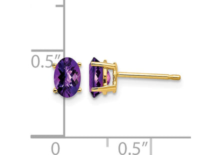 14K gold amethyst oval earrings, further view