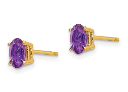 14K gold amethyst oval earrings, alternate view