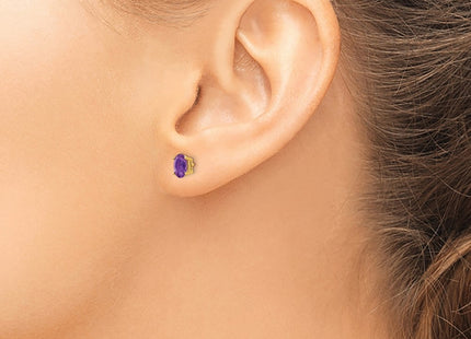 14K gold amethyst oval earrings, another view