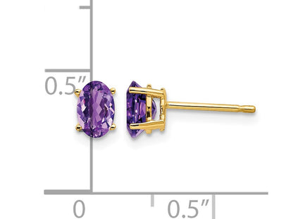 14K gold amethyst oval earrings, further view