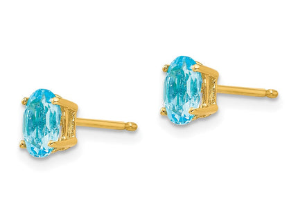 14k Oval Blue Topaz Earrings (Style XE86BT)