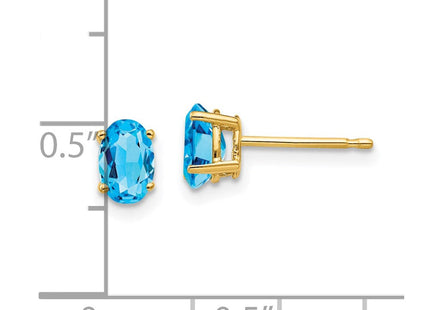 14k Oval Blue Topaz Earrings (Style XE86BT)