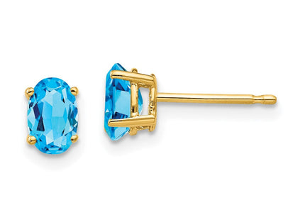 14k Oval Blue Topaz Earrings (Style XE86BT)