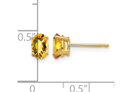 14K gold citrine oval earrings, further view